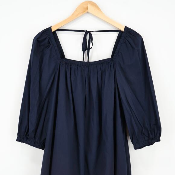 NWT Madewell Square-Neck Puff-Sleeve Babydoll Mini Dress In Navy Blue Size 4 - Picture 5 of 8